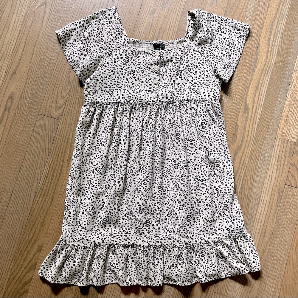 Volcom GIRLS Sand & Black Leopard Miss Hiss Fit & Flare Dress. Size: XL (14).
